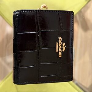 Coach Black Croc-Embossed Leather Wallet
